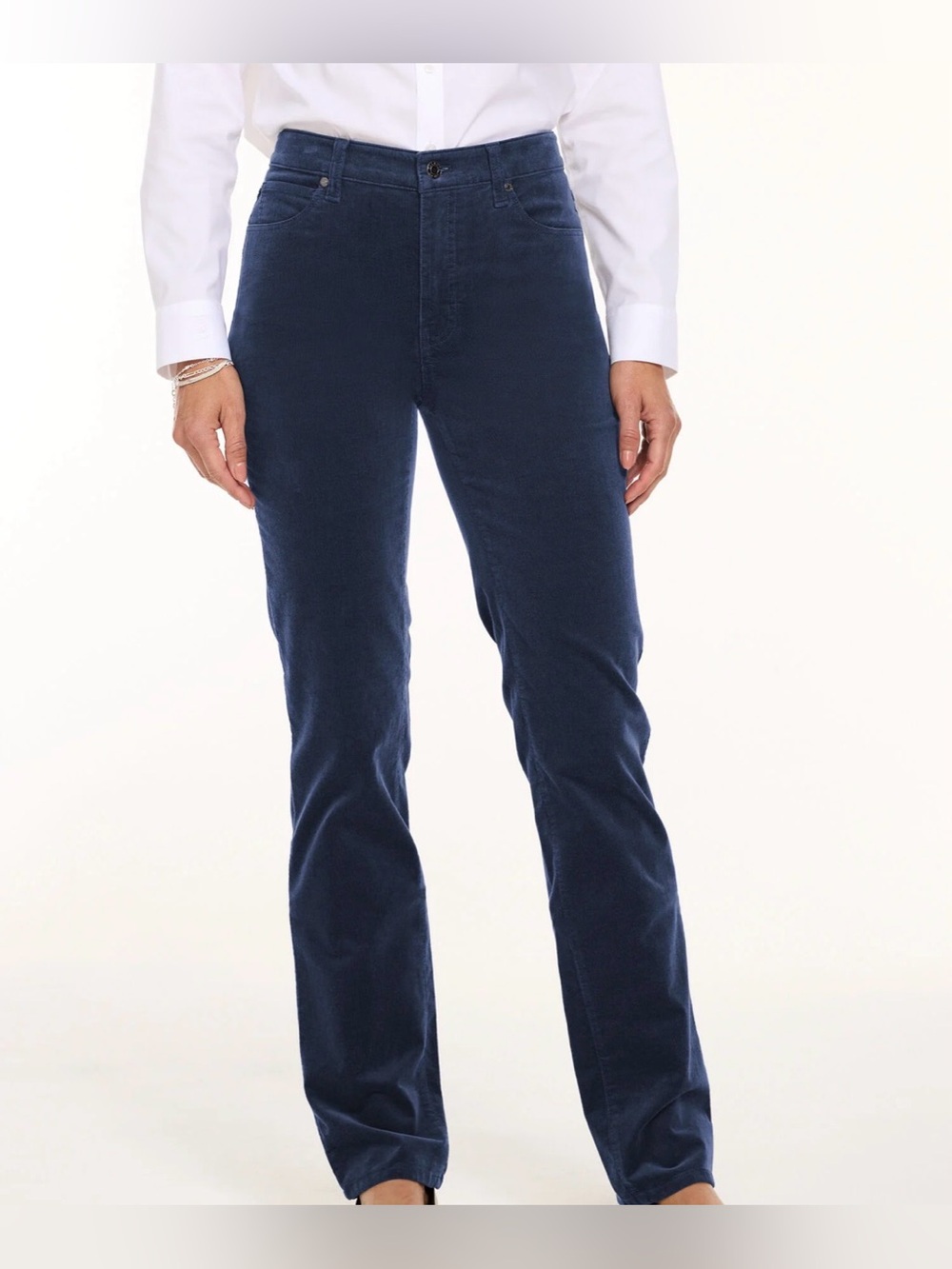 Talbots Heritage Corduroy Straight-Leg Pants Dark Navy Sz 18P Classic Stretch